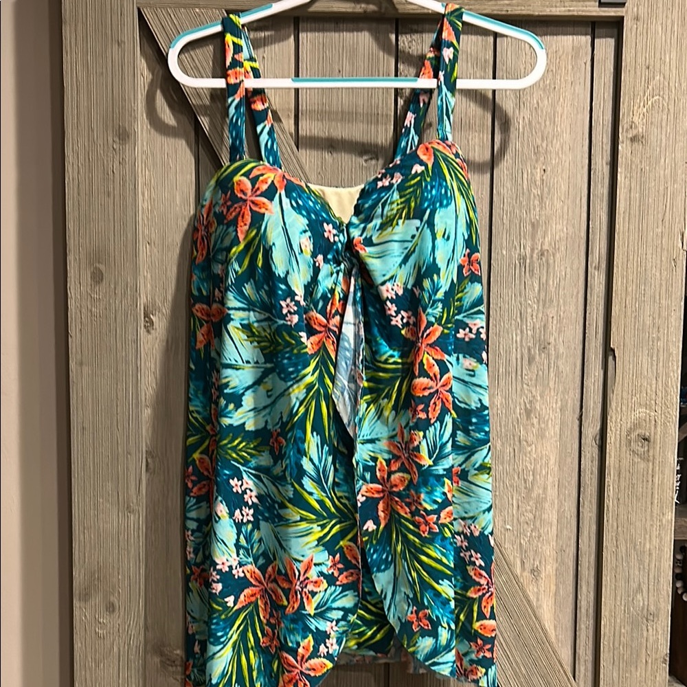Kim Gravel - Swimsuits For All  Floral One Piece - Blue and Coral